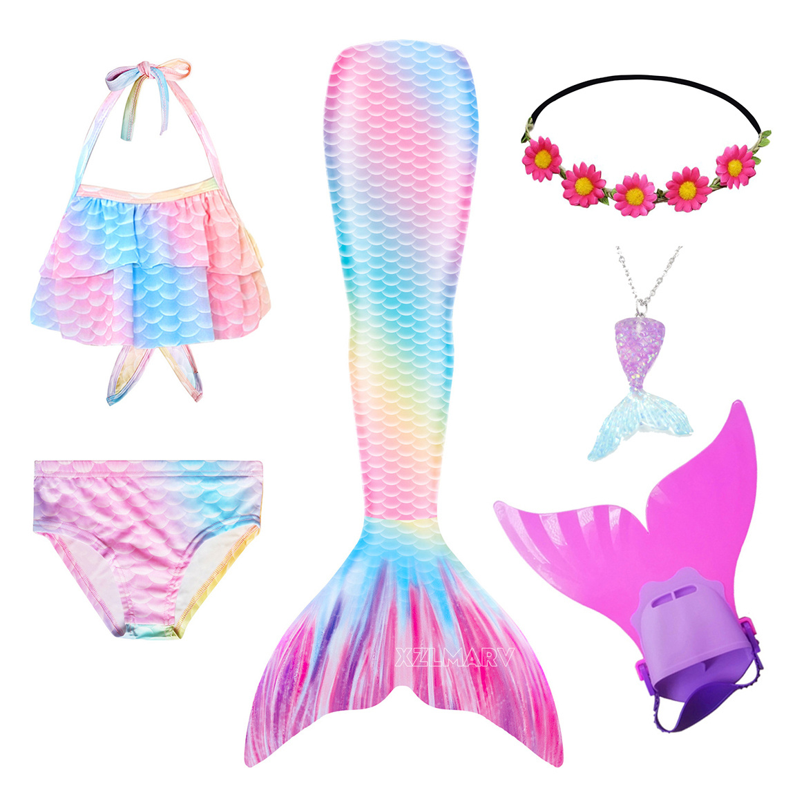 6Pcs/set Ariel Girls Swimming  - Flippers Swimming 评论和价格